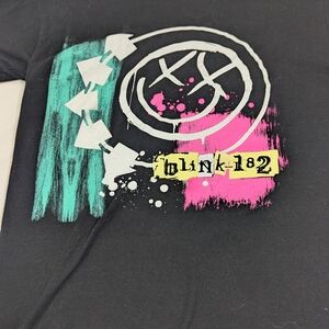 Blink 182 Band Merch Black Tee Shirt With Colorful Logo On Front Size Medium